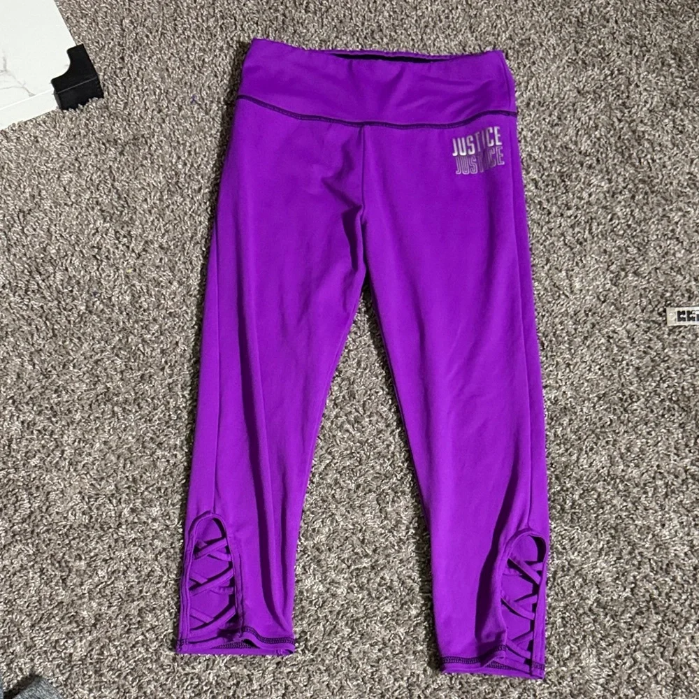 Justice Vibrant Purple Kids Leggings size Teen 14/16